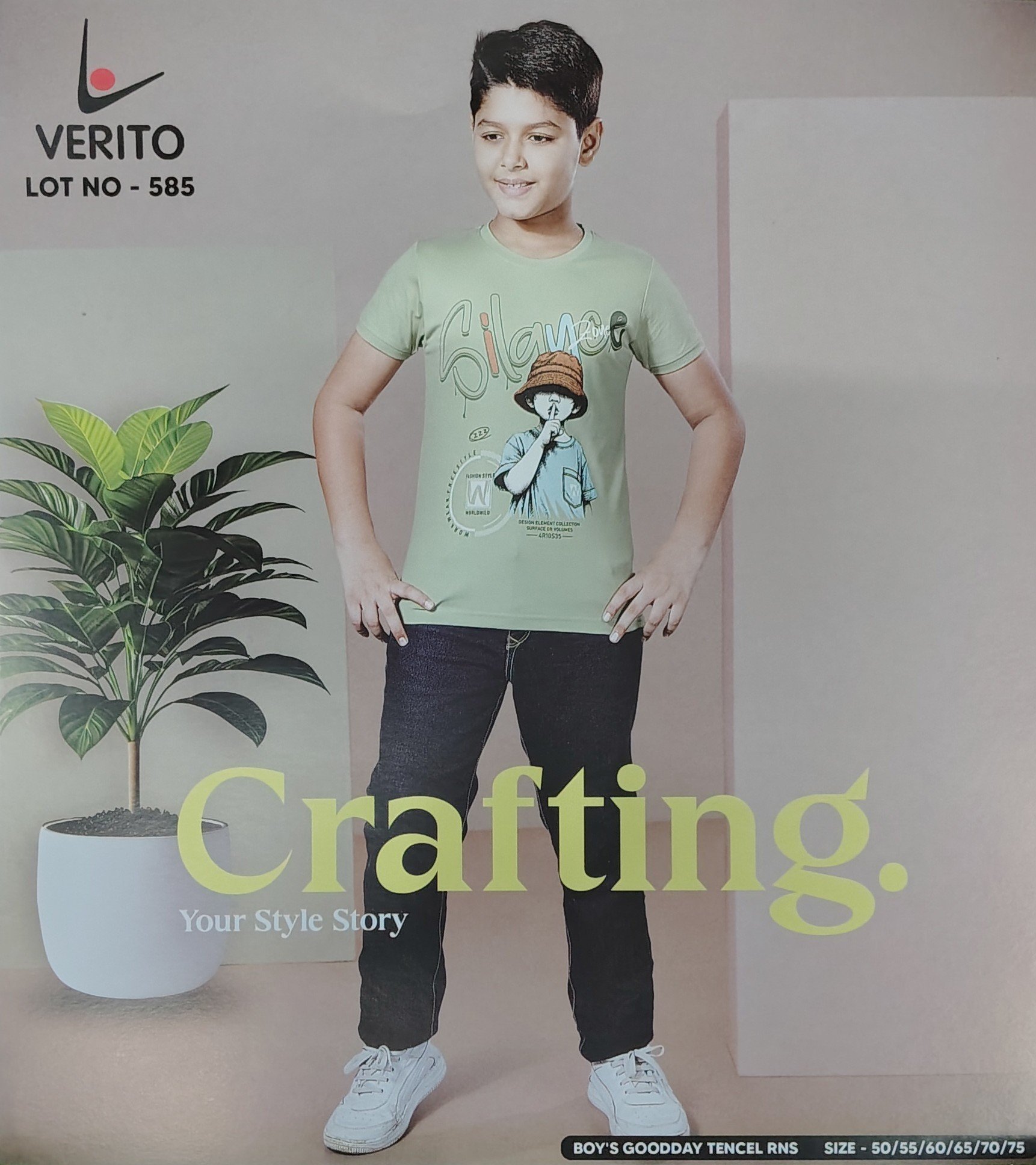 Verito Half Sleeves Round Neck Tencil Tshirt for Kids - Image 2