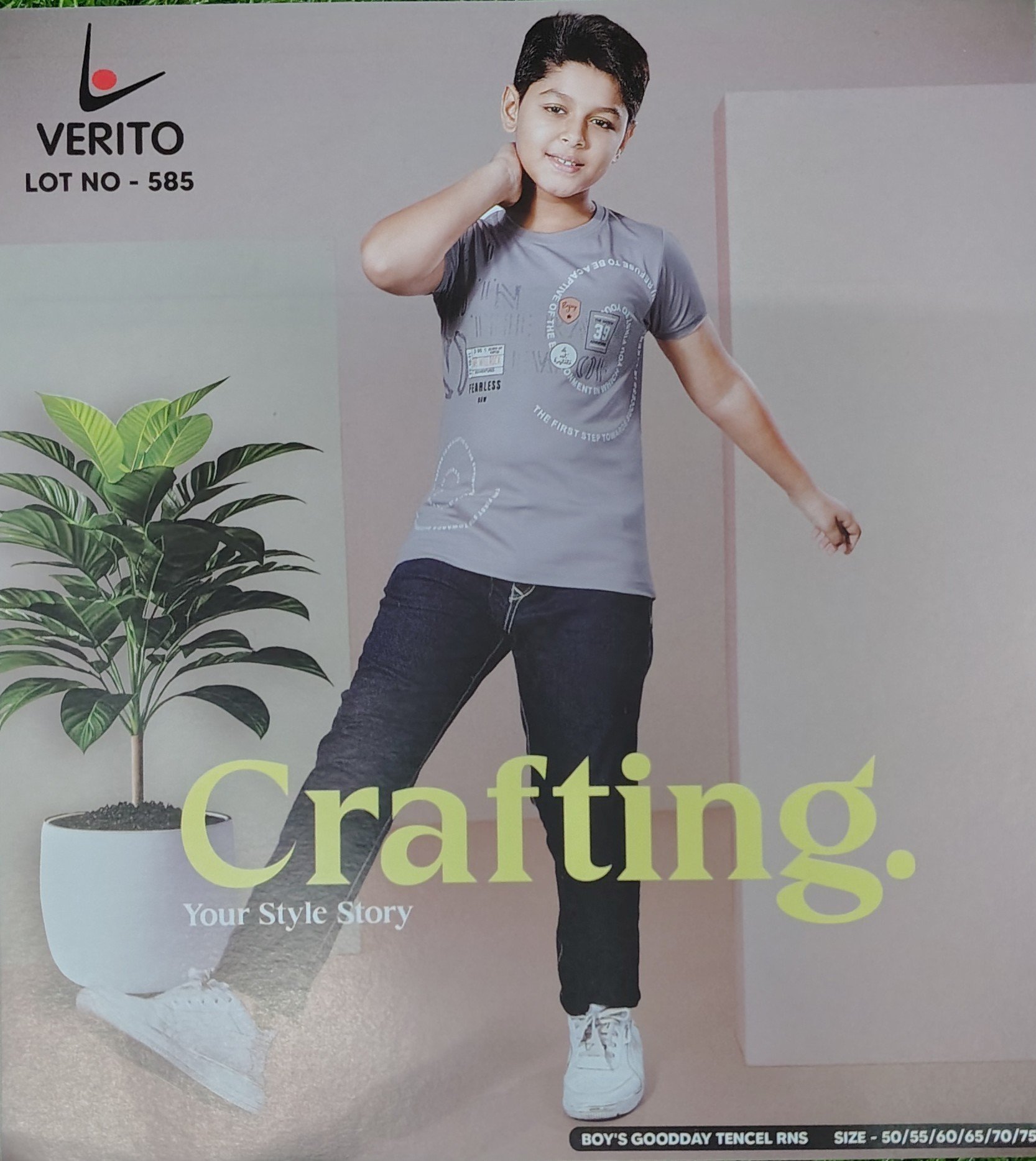 Verito Half Sleeves Round Neck Tencil Tshirt for Kids - Image 8