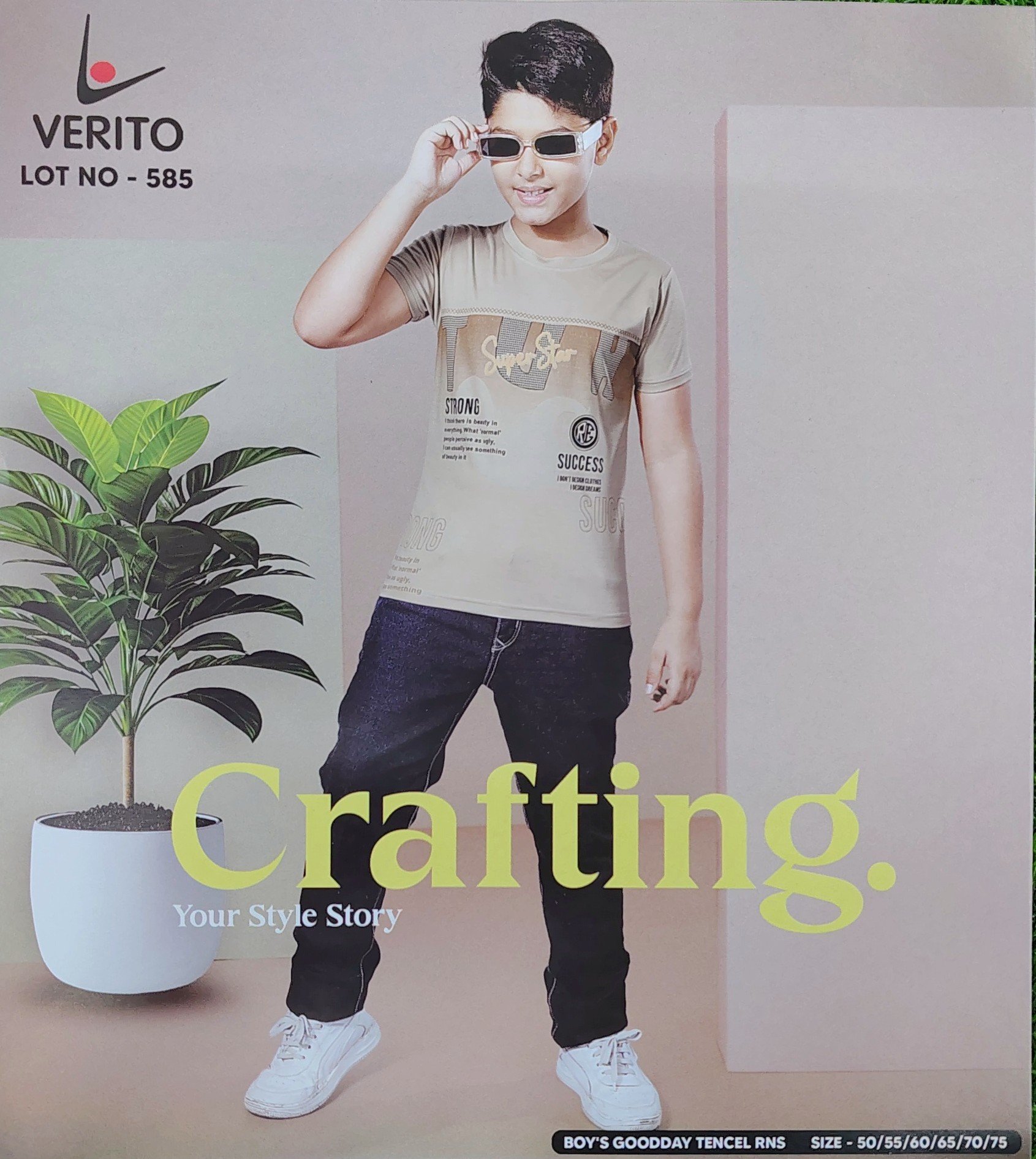 Verito Half Sleeves Round Neck Tencil Tshirt for Kids - Image 3