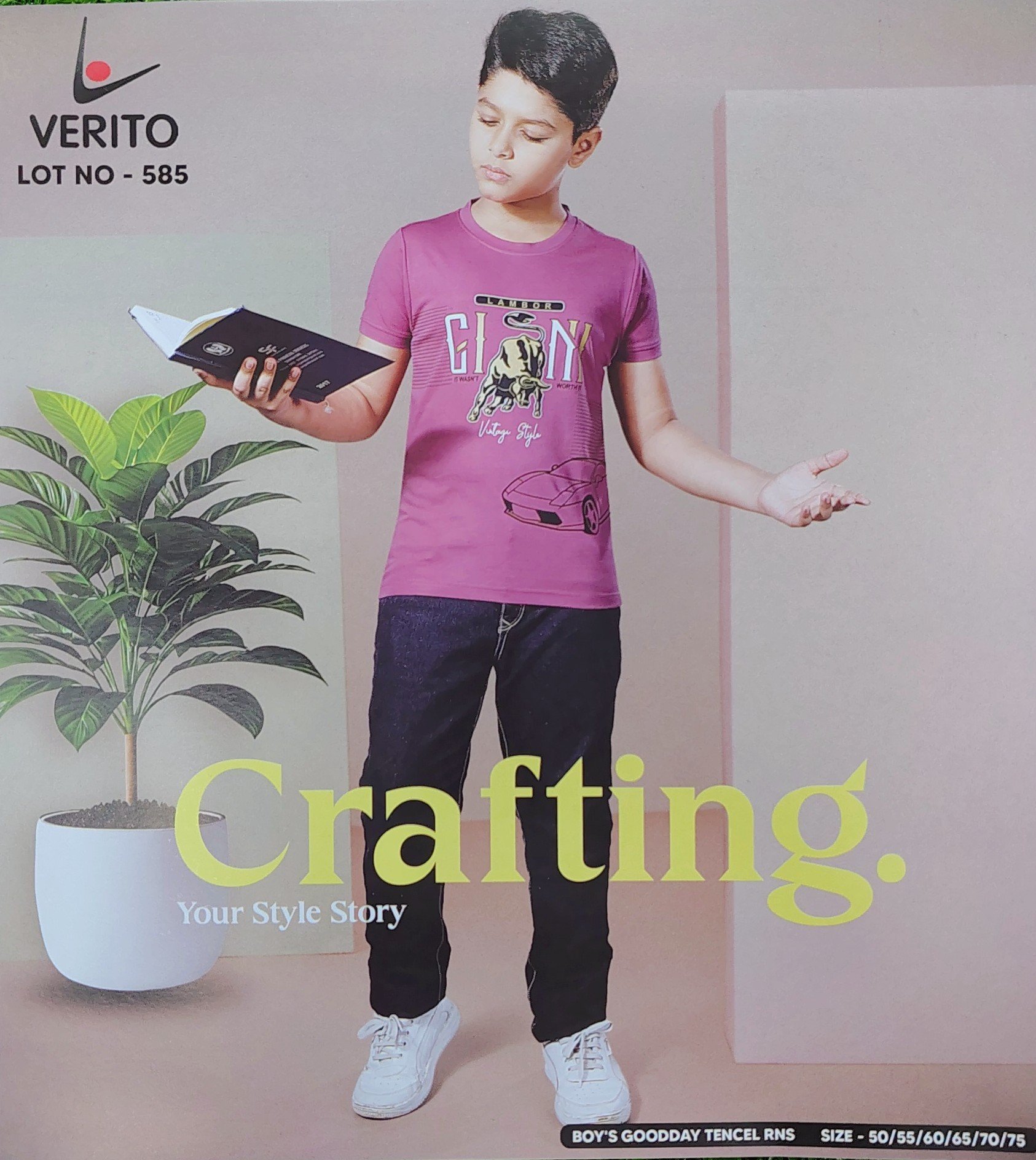 Verito Half Sleeves Round Neck Tencil Tshirt for Kids - Image 6