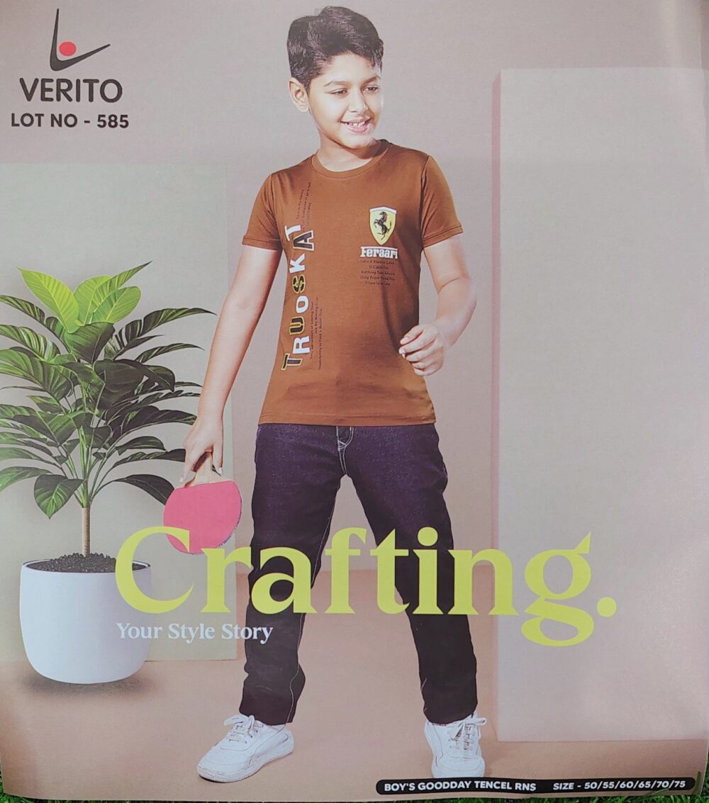 Verito Half Sleeves Round Neck Tencil Tshirt for Kids