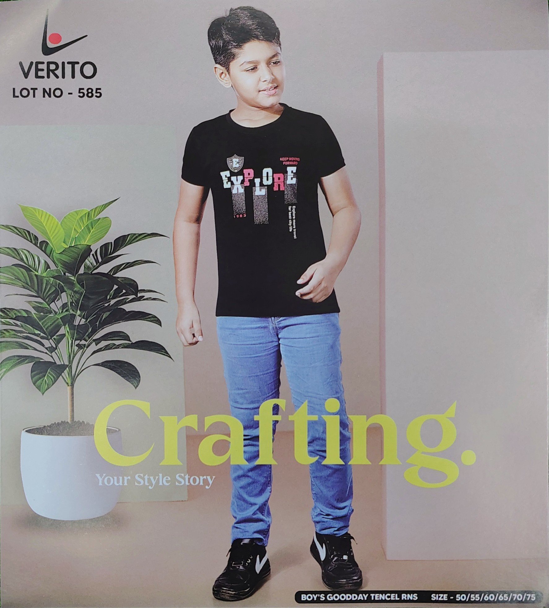 Verito Half Sleeves Round Neck Tencil Tshirt for Kids - Image 7