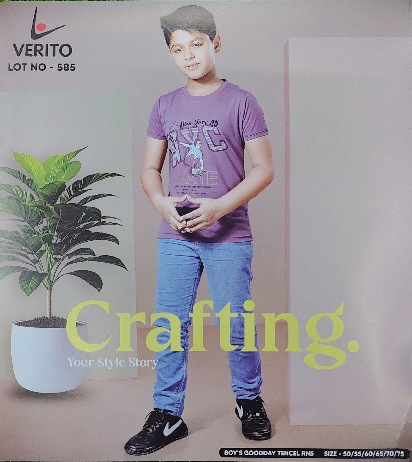 Verito Half Sleeves Round Neck Tencil Tshirt for Kids - Image 9