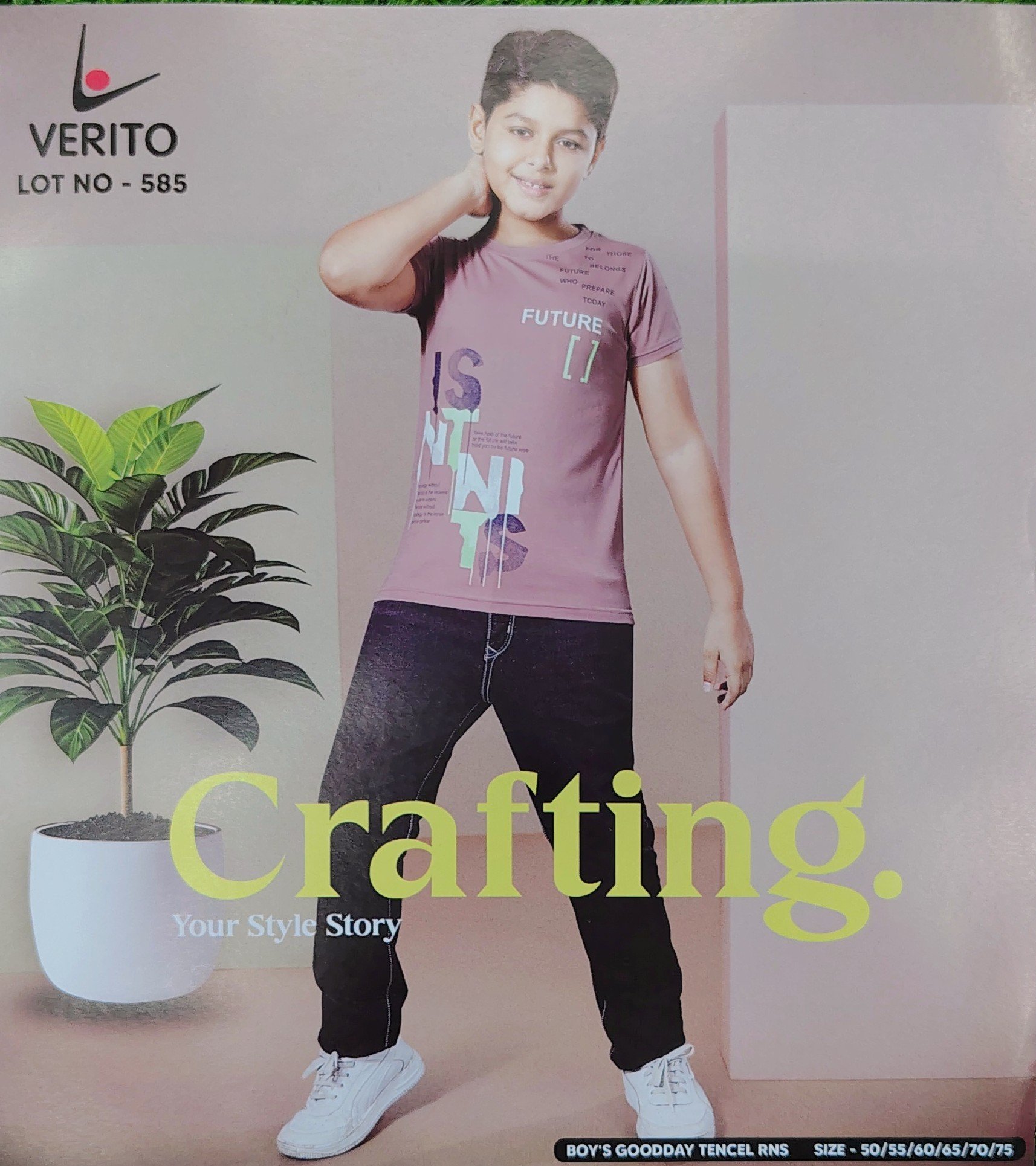 Verito Half Sleeves Round Neck Tencil Tshirt for Kids - Image 10