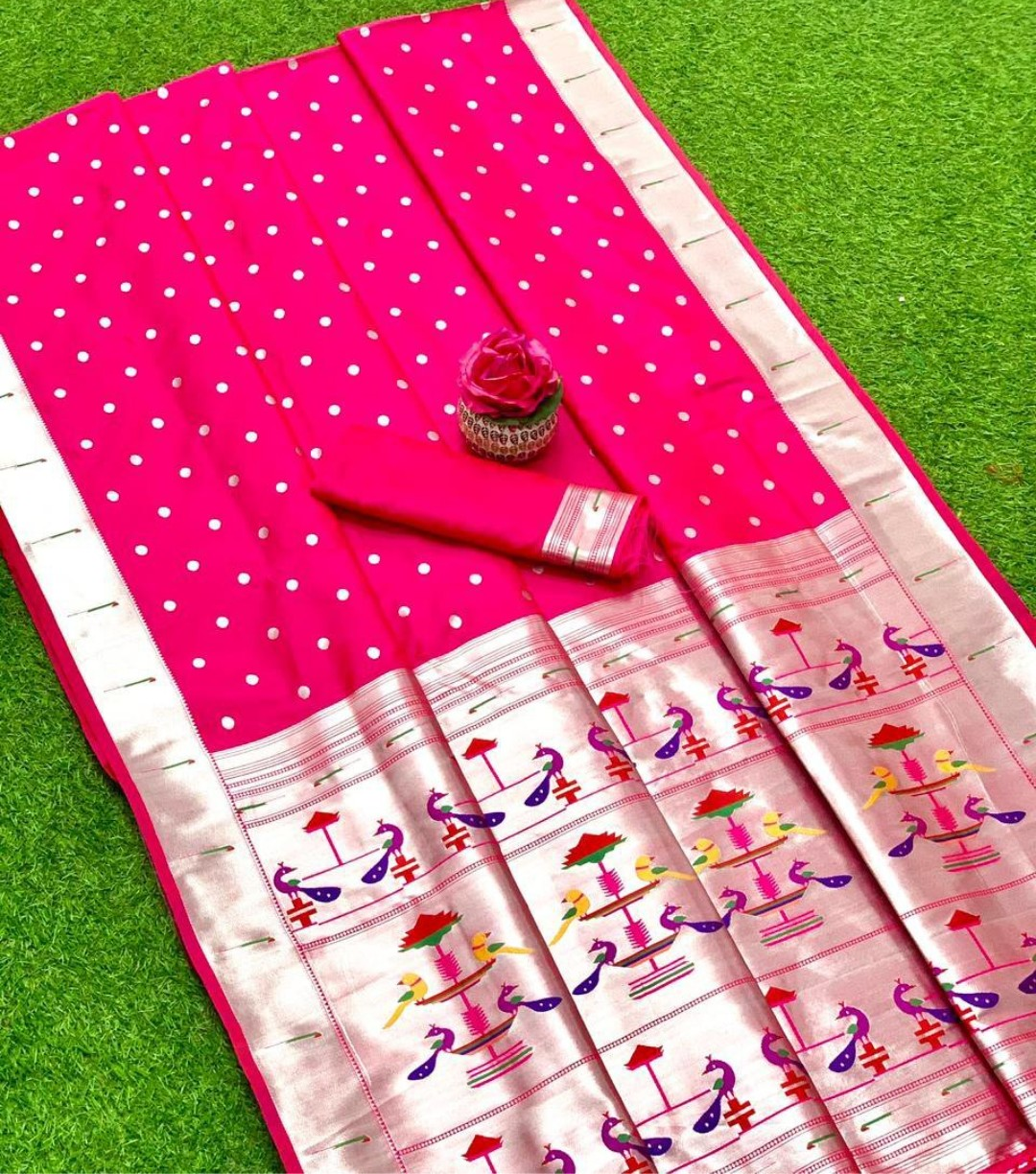 Paithani Saree - Peacock & Feather Design - Image 2